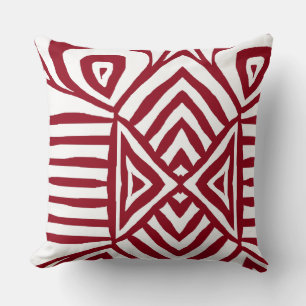 Red Tribal Maze Mud Tuch Muster Afrikanisch Kissen