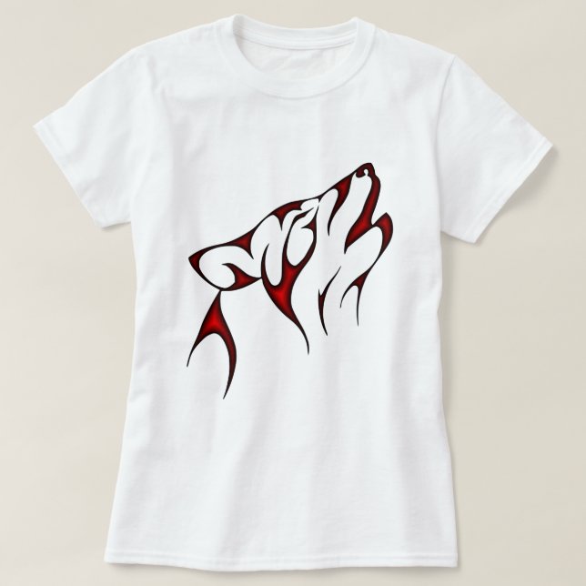 Red Tribal Wolf Head T-Shirt (Design vorne)