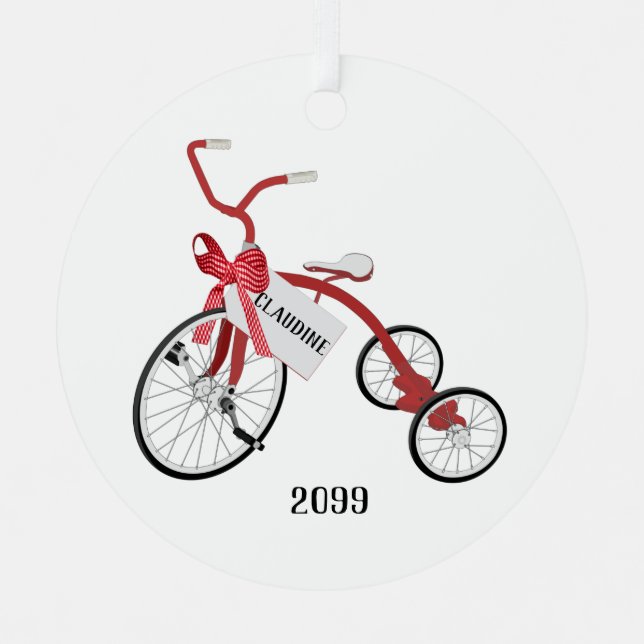 Red Tricycle Girls Christmas Ornament (Vorderseite)