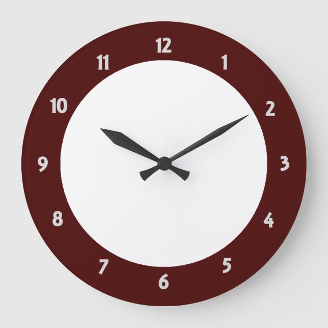 Red Trim White Number Clock Face Modern Clock Große Wanduhr (Vorderseite)