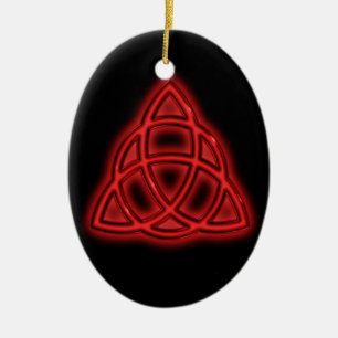 Red Triquetra Glows Keramikornament