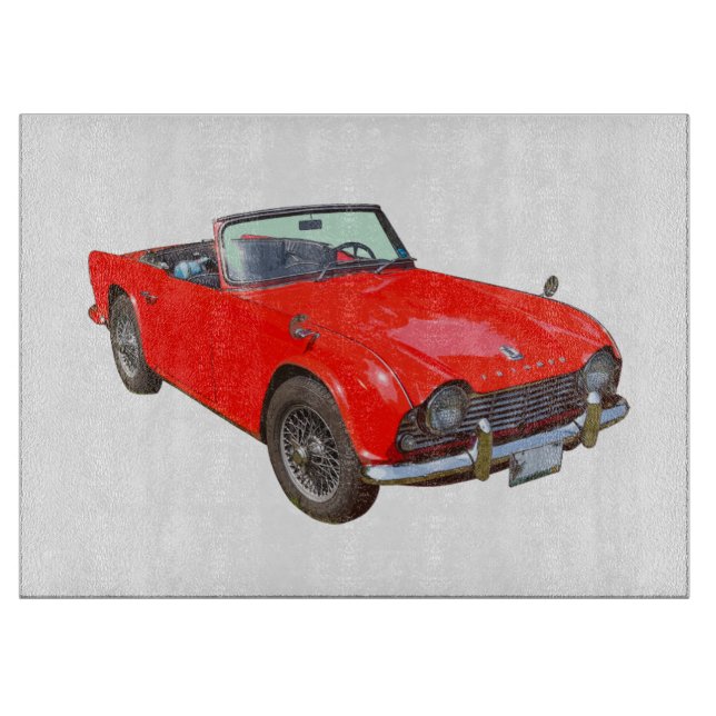 Red Triumph Tr4 Cabrio Sportwagen Schneidebrett (Vorderseite)