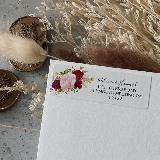 Red Tropical and Romantic Return Address Label (Von Creator hochgeladen)