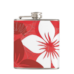 Red Tropical Blume Pattern Flachmann