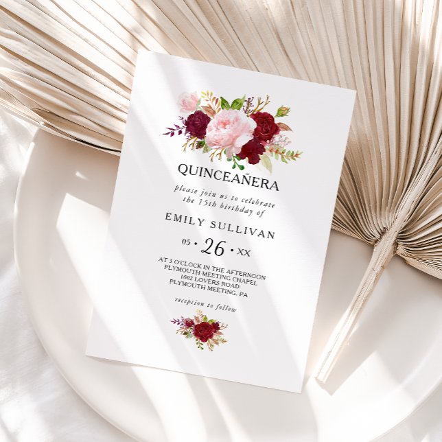 Red Tropical Quinceñera Geburtstagsparty Einladung (Von Creator hochgeladen)