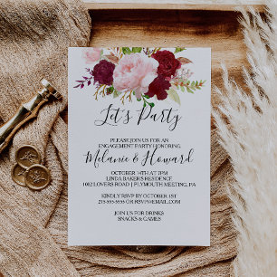 Red Tropical und Romantic Let's Party Einladung