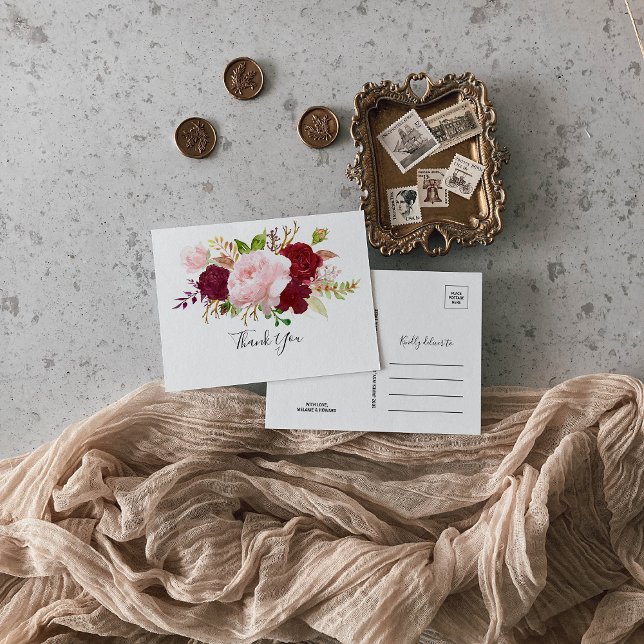 Red Tropical und Romantik Vielen Dank Postkarte (Von Creator hochgeladen)