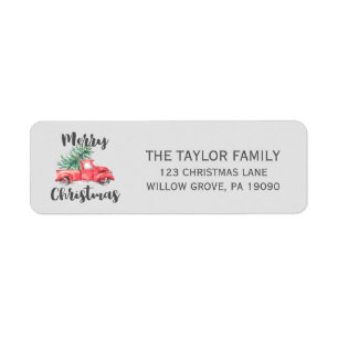 Red Truck and Tree Frohe Weihnachten