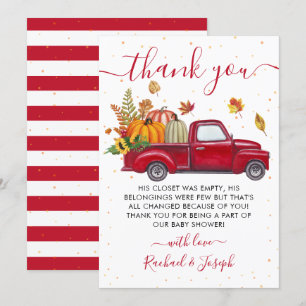Red Truck Autumn Pumpkin Fall Baby Shooter Dankeskarte