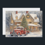 Red Truck Bauernhof Schnee Winter Frohe Weihnachte Feiertagskarte<br><div class="desc">Weihnachtsfeiertag Grußkarte mit einem Gemälde eines alten roten LKW sitzend in der schneebedeckten Front eines Bauernhauses. Personalisiert auf der Rückseite mit Ihrer Nachricht und Ihrem Namen. Kontaktieren Sie mich für Hilfe bei Ihrer Anpassung oder um zusätzliche Matching oder Koordination von Zazzle Produkten anzufordern.</div>