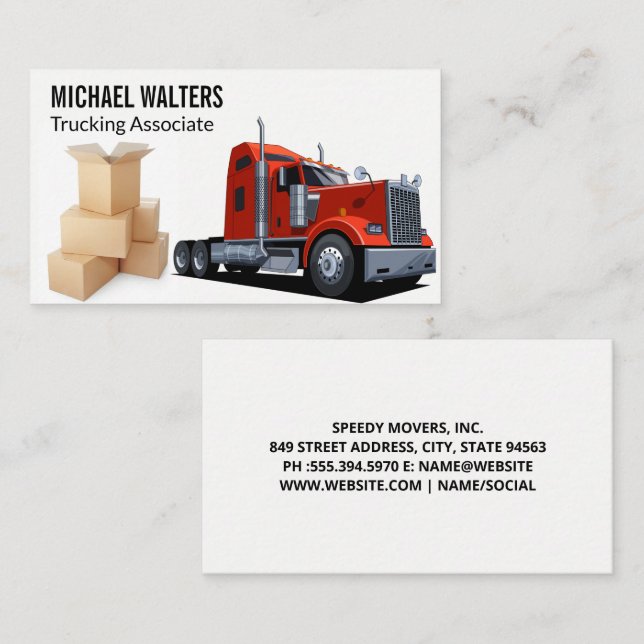 Red Truck | Bewegungen | Box Business Card Visitenkarte (Vorne/Hinten)