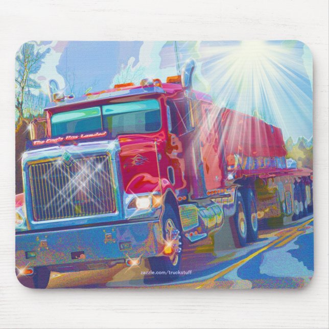 RED TRUCK BIG RIG TRUCKERS Geschenke Mousepad (Vorne)
