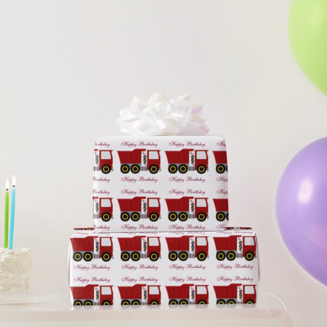 Red Truck Birthday Present Geschenkpapier (Partygeschenke)