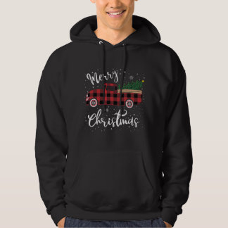 Red Truck Buffalo Kariert Frohe Weihnachten Hoodie