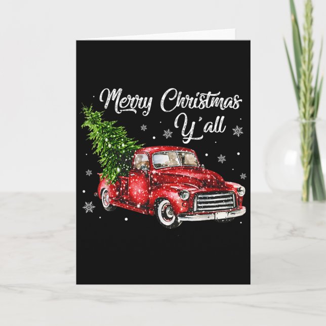 Red Truck Christmas Funny Merry Christmas Yall Wom Karte (Vorderseite)