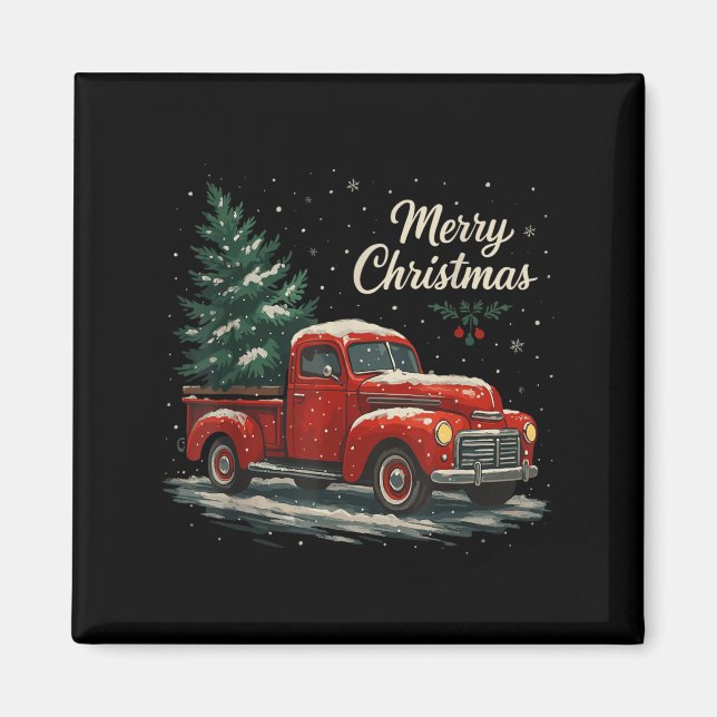 Red Truck Christmas Pajamas Shirt, Xmas Family Mat Magnet (Vorne)