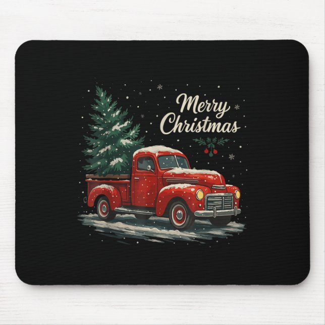 Red Truck Christmas Pajamas Shirt, Xmas Family Mat Mousepad (Vorne)