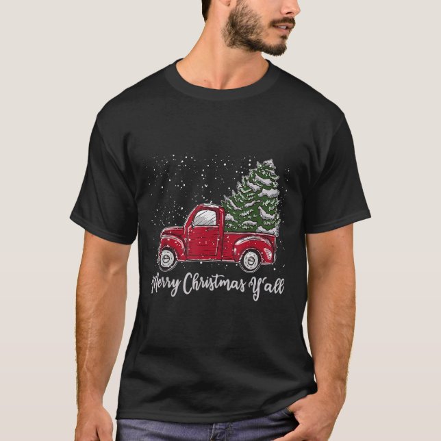 Red Truck Christmas Shirt - Merry Christmas Yall  (Vorderseite)