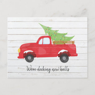 Red Truck Decke neue Hallen Weihnachtsfeiertag Fot Ankündigungspostkarte
