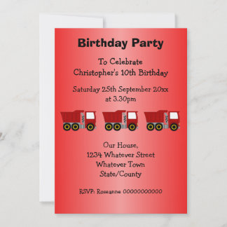 Red Truck Design Boys Geburtstagsparty Einladung