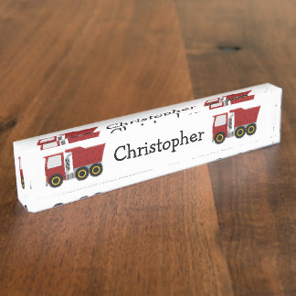 Red Truck Design Namensplakette