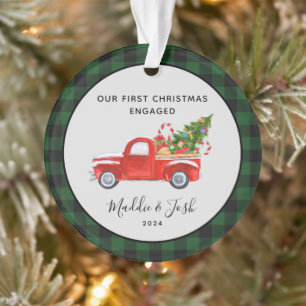 Red Truck Erstes Weihnachtsfest Verlobt Buffalo Ka Ornament