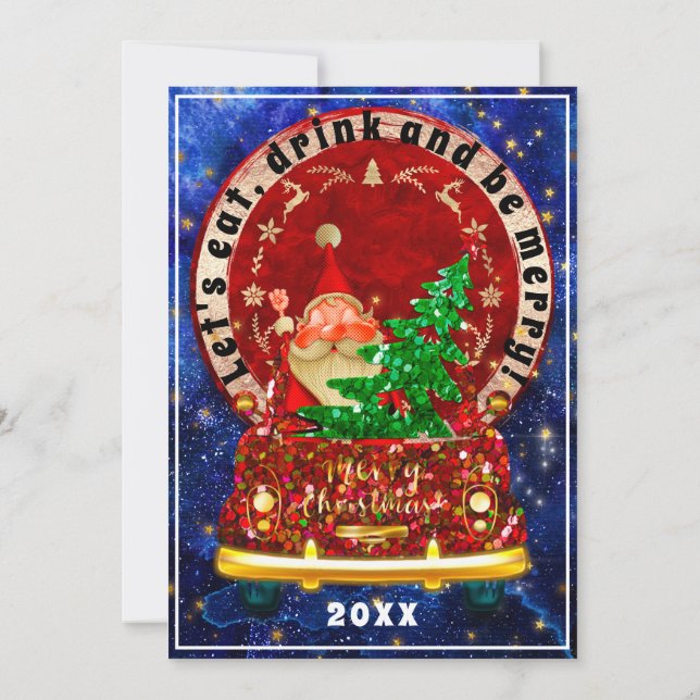 Red Truck Frohe Weihnachtsbaum Brunch Grüße Einladung (Rückseite)