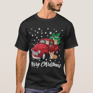 Red Truck Frohe Weihnachtsbaum Corgi Dog Weihnacht T-Shirt