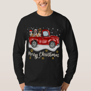 Red Truck Frohe Weihnachtsbaum English Bulldog T-Shirt