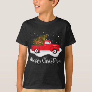 Red Truck Frohe Weihnachtsbaum Hühnerweihen T-Shirt