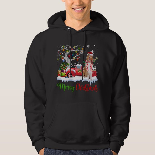 Red Truck Frohe Weihnachtsbaum Rough Collie Pajama Hoodie (Vorderseite)
