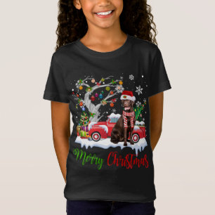 Red Truck Frohe Weihnachtsbaum Schokolade Labrador T-Shirt