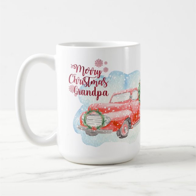RED TRUCK Frohe Weihnachtskarte Personalisiert Kaffeetasse (Links)