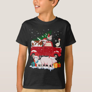 Red Truck Frohe Weihnachtstiere Lieben Bauernhof F T-Shirt