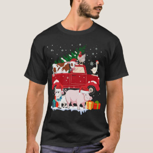 Red Truck Frohe Weihnachtstiere Lieben Bauernhof F T-Shirt