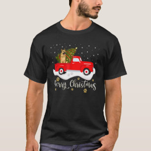 Red Truck German Shepherd Hund Weihnachtsbaum Lich T-Shirt