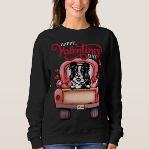 Red Truck Happy Valentines Day Border Collie Hund  Sweatshirt