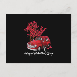 Red Truck Happy Valentines Day Boston Terrier Dog Ankündigungspostkarte