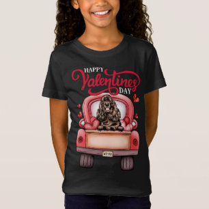Red Truck Happy Valentines Day Cocker Spaniel Hund T-Shirt
