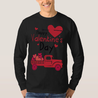 Red Truck Happy Valentine's Day Couple Matching T-Shirt