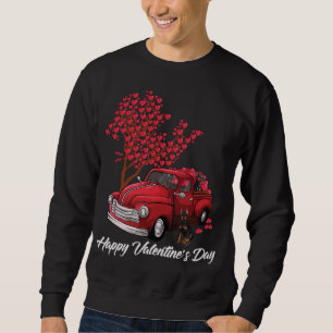 Red Truck Happy Valentines Day Dobermann Hundeherz Sweatshirt