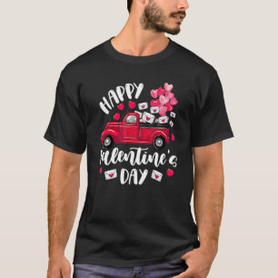 Red Truck Happy Valentines Day Letters Postwork T-Shirt