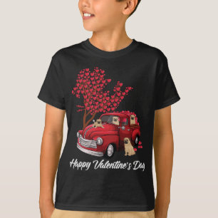 Red Truck Happy Valentines Day Mops Liebhaber Herz T-Shirt