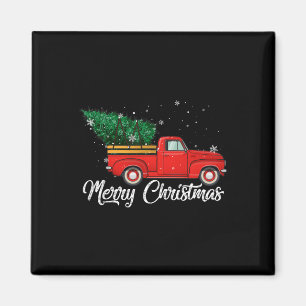 Red Truck holt Weihnachtsbaum Vintagen Urlaub Magnet