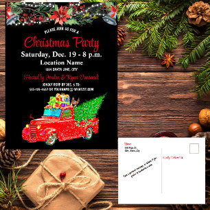 Red Truck, Hund, botanisches Weihnachtsgebäck Part Postkarte