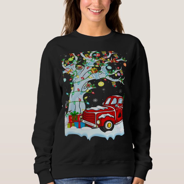 Red Truck Lights Xmas Tree Snowman Red Truck Chris Sweatshirt (Vorderseite)