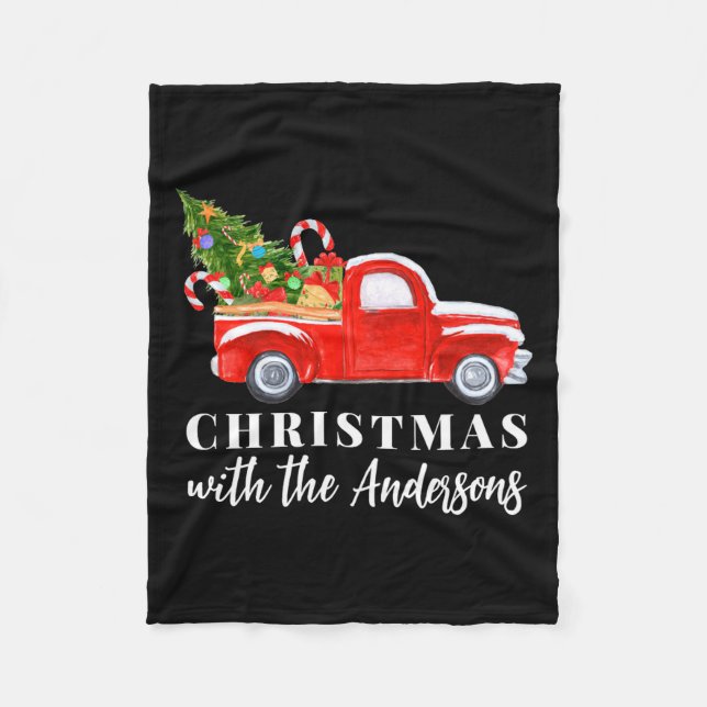 Red Truck Matching Family Christmas  Fleecedecke (Vorderseite)