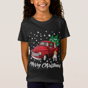 Red Truck Merry Christmas Tree Beagle Dog Christma T-Shirt