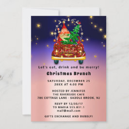 Red Truck Merry Christmas Tree Brunch Dinner Rose Einladung