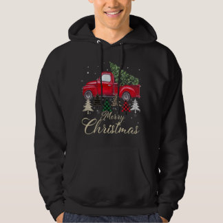 Red Truck mit Buffalo Kariert und Leopard Weihnach Hoodie